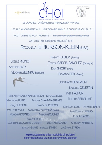 Novembre 2017: Le 1er Congrès International d’Hypnose thérapeutique s'ouvre à la Réunion Novembre 2017: Le 1er Congrès International d’Hypnose thérapeutique s'ouvre à la Réunion