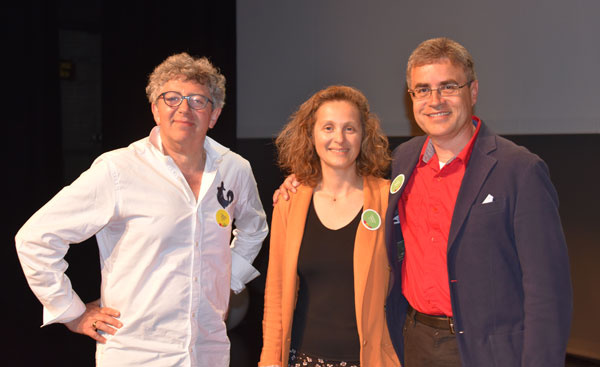 Laurent GROSS (Paris), Laurence ADJADJ (Marseille), Dr Velt MESSMER (Brême) au cours de l'atelier de formation en hypnose médicale, sur les différentes méthodes d'inductions