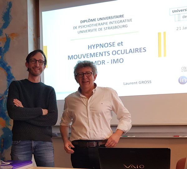 Dr Guillaume BELOURIEZ et Laurent GROSS au Diplôme Universitaire de Psychothérapie Intégrative... Hypnose, EMDR-IMO